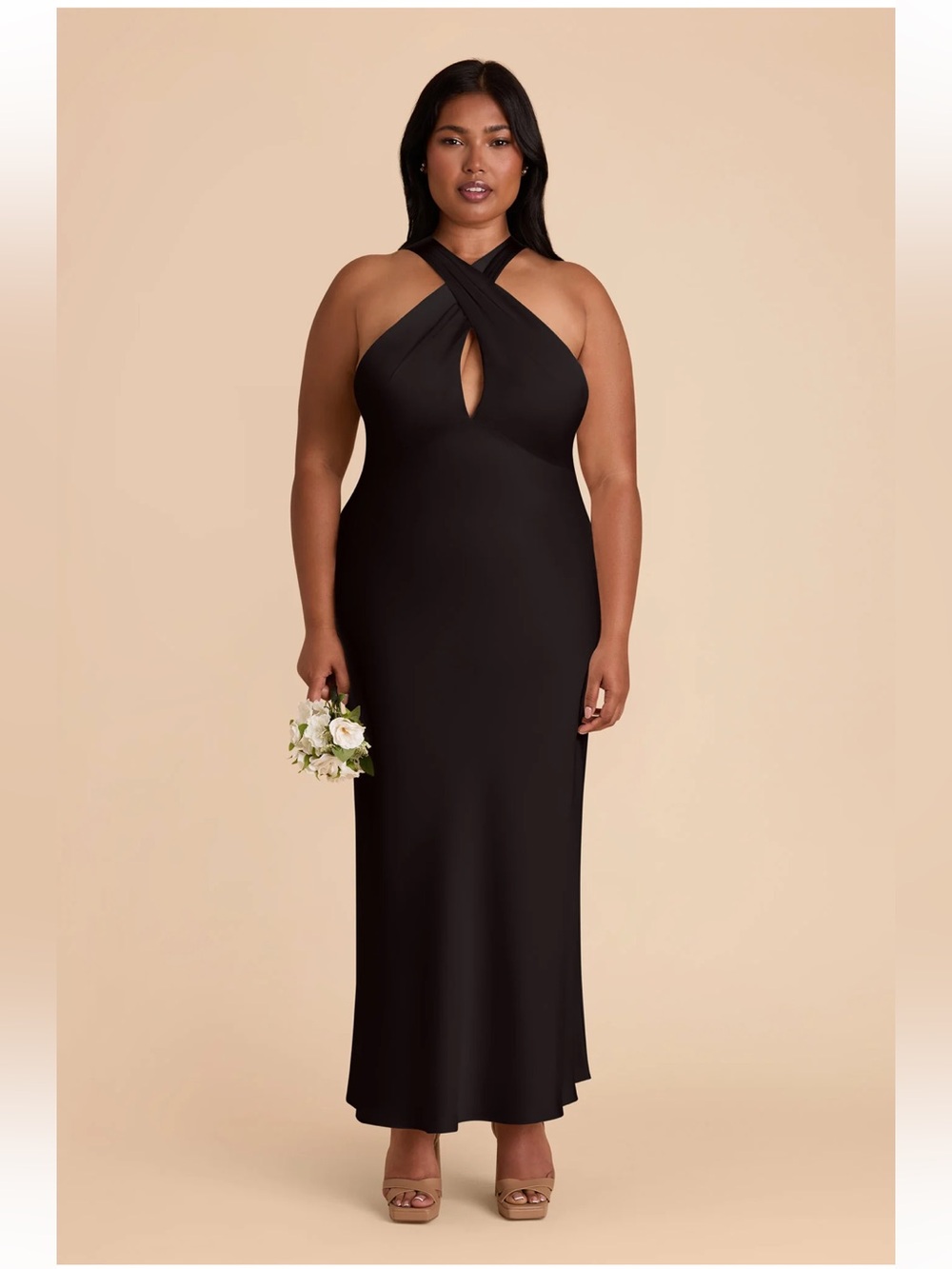 Birdy Grey Monique Dress Matte Satin Black Women's Large NEW